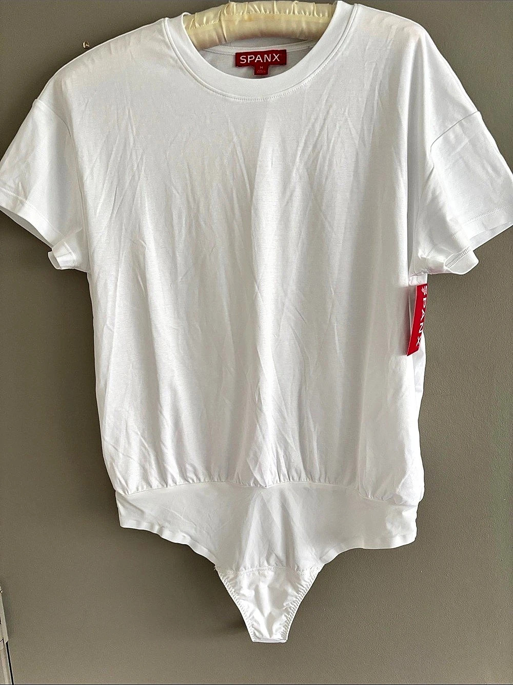 SPANX SS Crewneck Tee Bodysuit White Medium